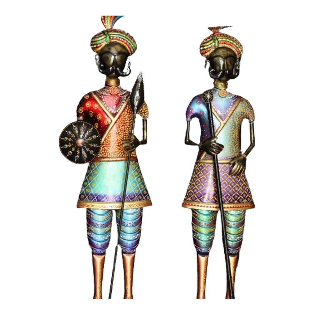 Iron Raj Darbaan Statue Set of 2 – Decorative Showpiece Statues for HomeOffice Decor